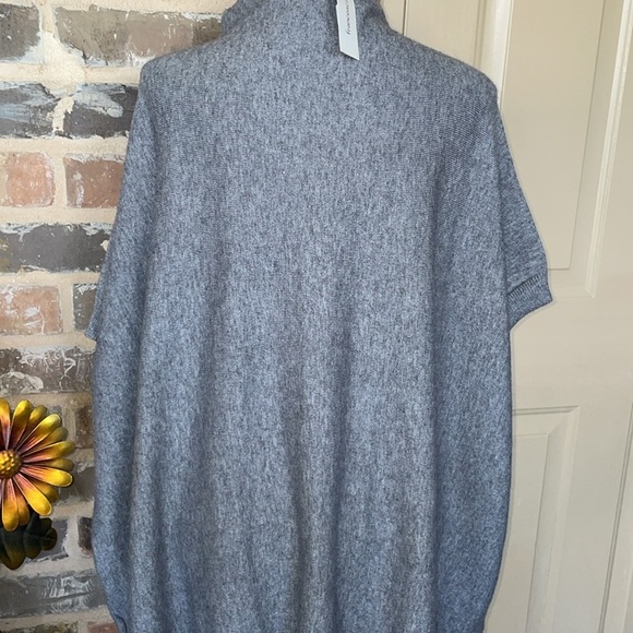 New ALYA Boho Funnel Neck Knit Sweater Poncho Oversize Versatile Heathered Gray - Picture 12 of 15